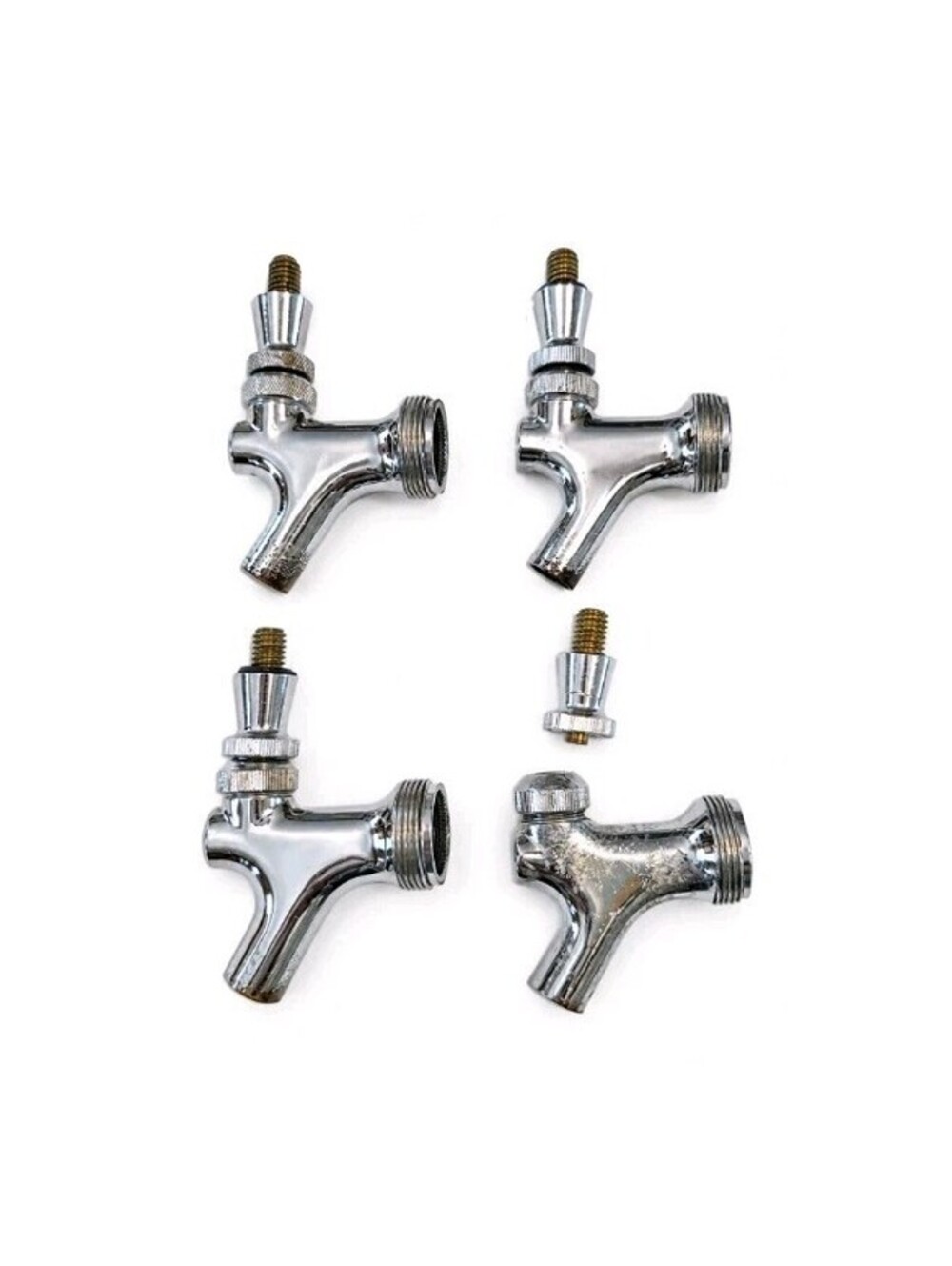 Lot of 4 Draft Beer Faucet Taps Polished Chrome Kegerator Bar Parts Hardware